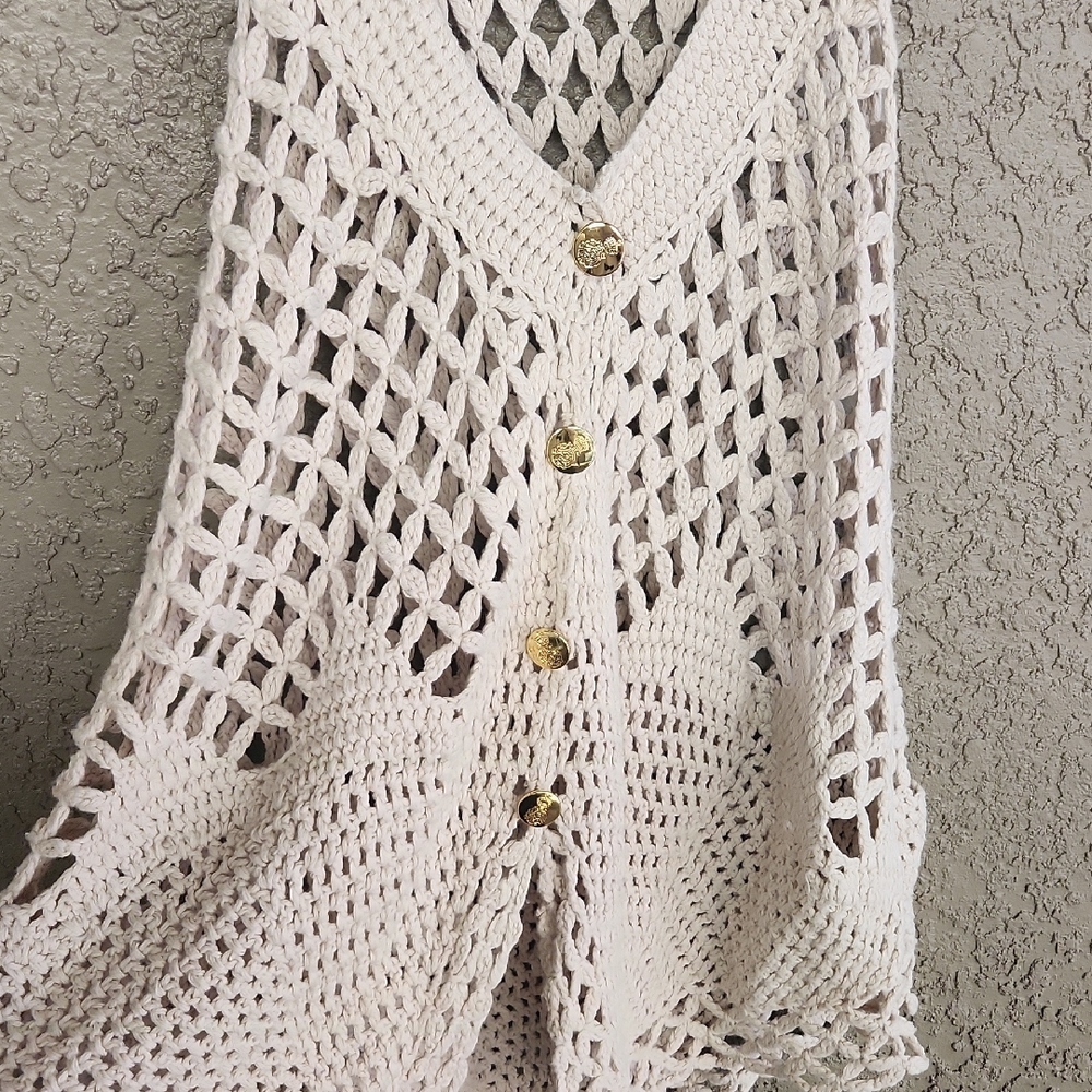 Free People Crochet Tank Top Sleeveless Boho Knit Vest - Picture 4 of 9